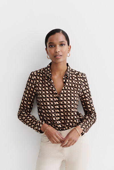 Camisa Samba estampada negro mujer