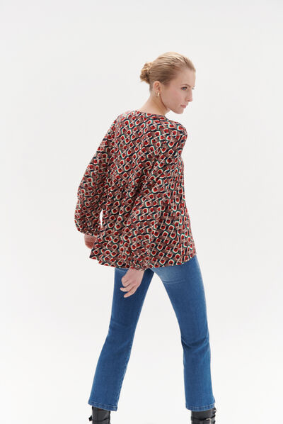 blusa Tess stampata in jersey di viscosa rosso donna