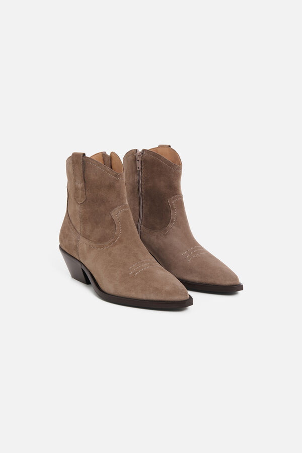 Esila enkellaarsjes in splitleer taupe vrouw