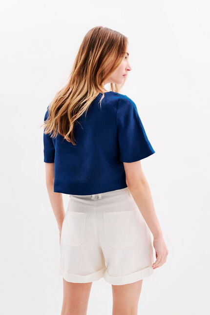 Blouse Cynthia1 100% lin bleu marine femme