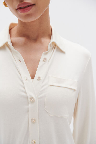 Chemise Albi en jersey ecru femme