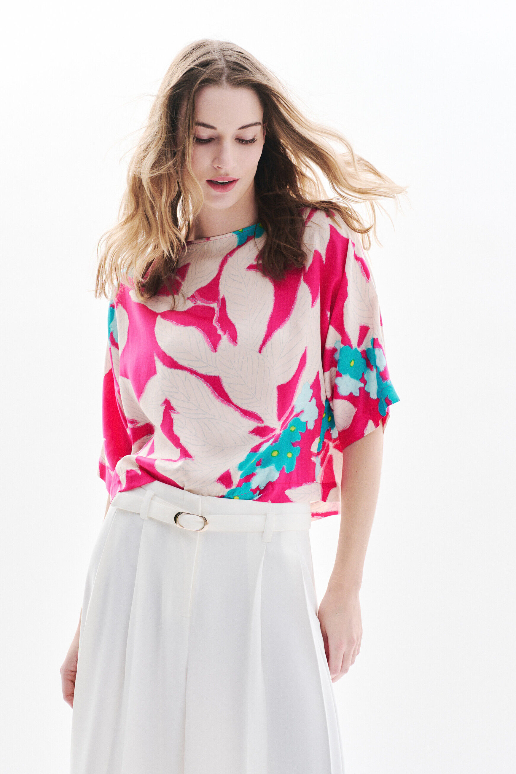 Blouse Cscarf rose fushia femme