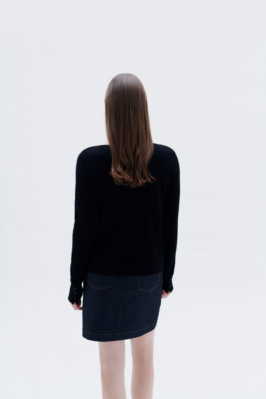 Maglione mzoan 100% cashmere nero donna