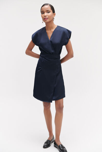 Robe laila satinée bleu marine femme