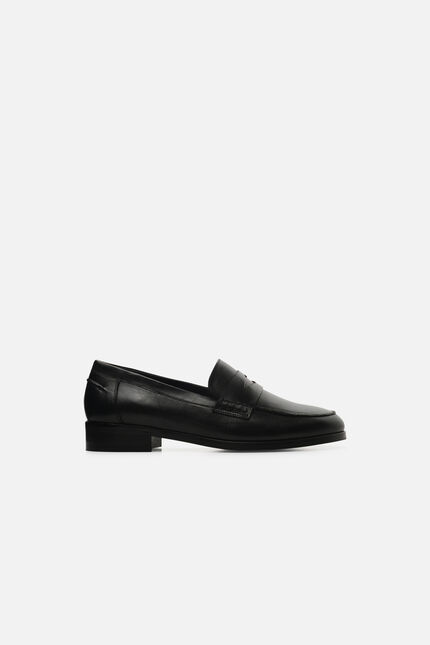 Mocassins Emi en cuir naturel noir femme