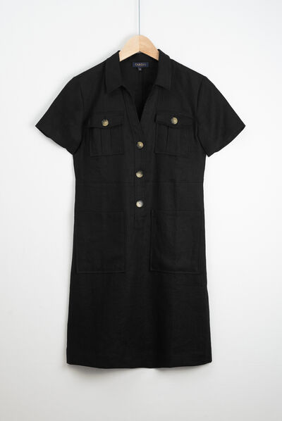 robe laure 100% lin noir femme