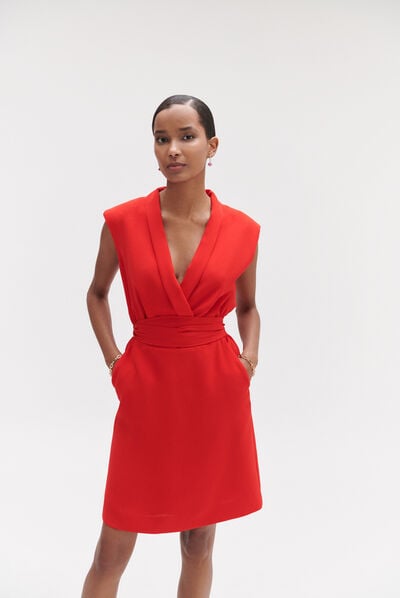 Robe zina cache-cœur rouge femme