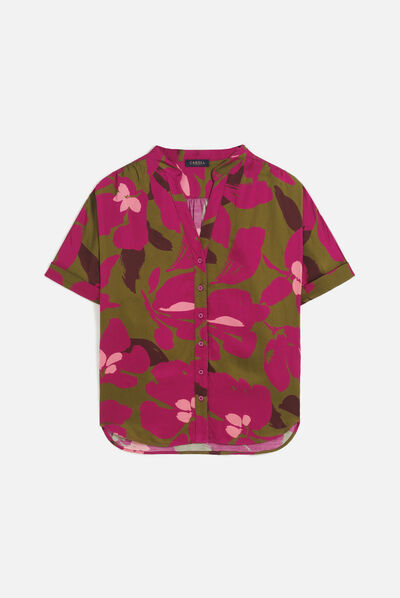Camisa cado1 verde azeitona mulher