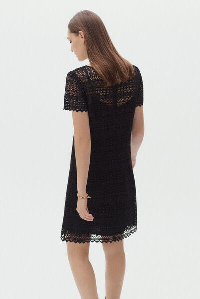 Abito corto Lulu in pizzo nero donna