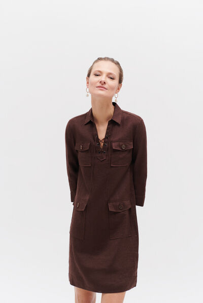robe meyer lin marron fonce femme
