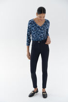 Tony coated finish pants navy blue woman