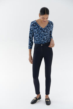 Tony coated finish pants navy blue woman