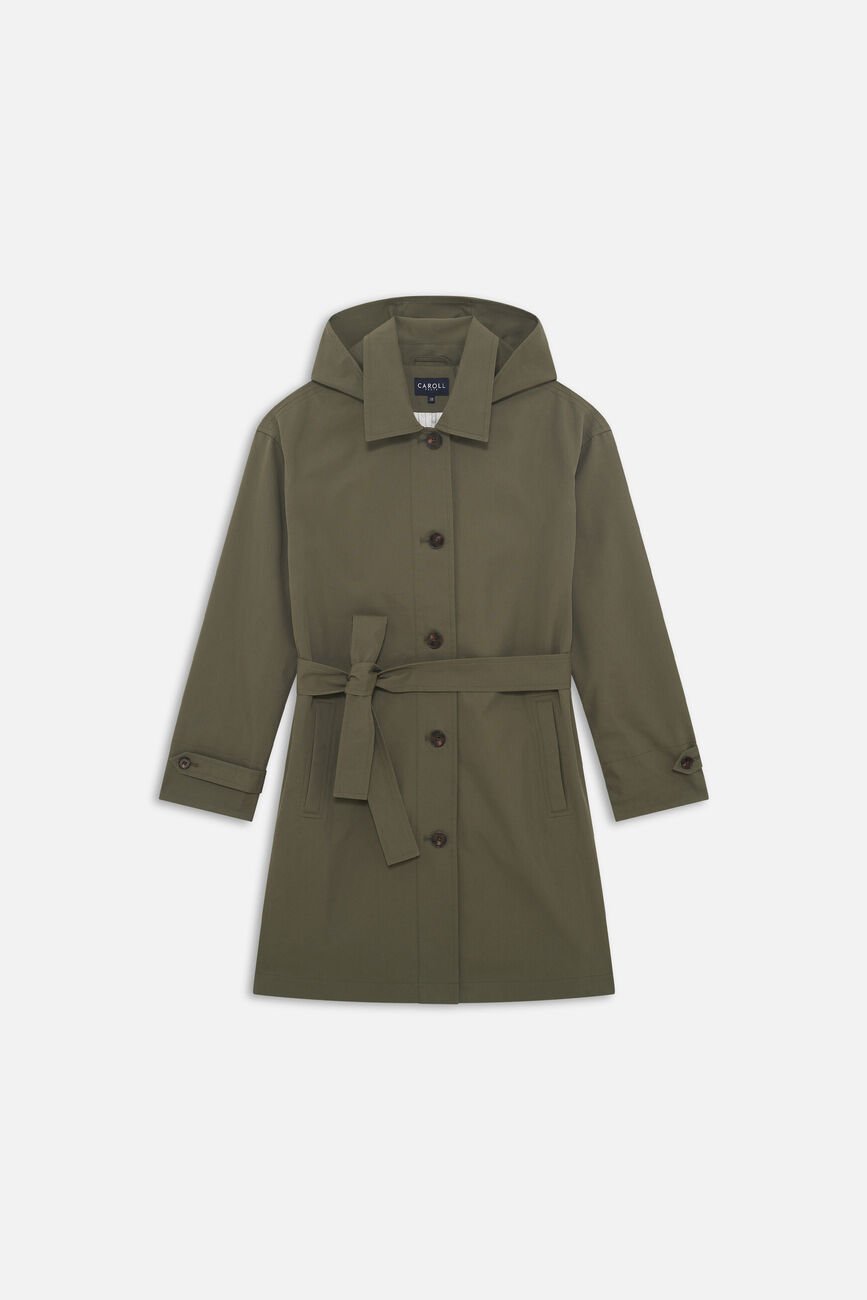 trench gabardine verde cachi donna
