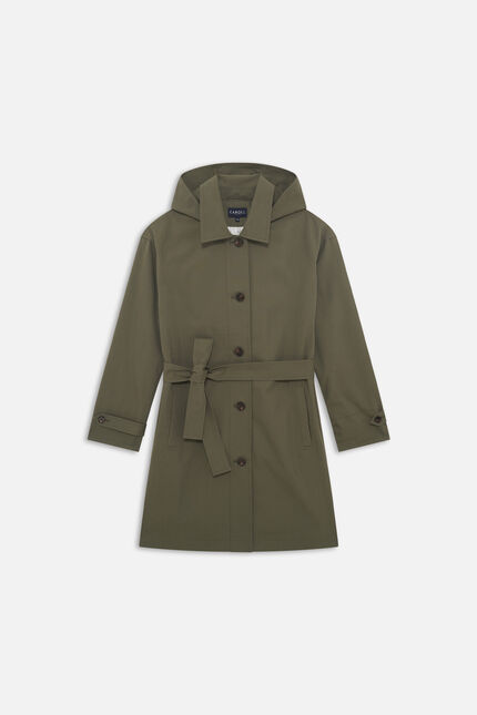 Trench gabardine vert kaki femme