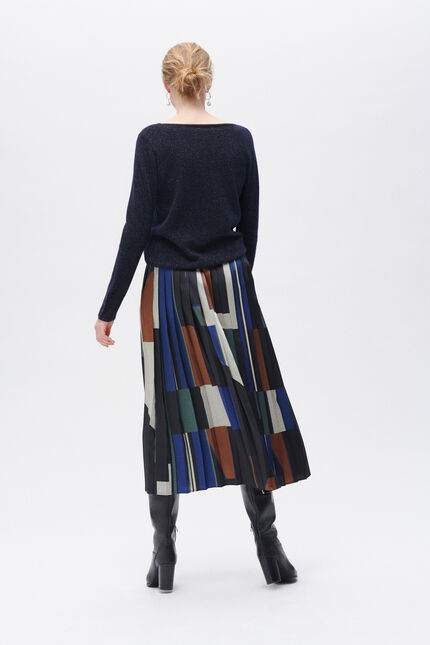 Pull zoan lurex bleu marine femme