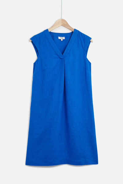 robe pamela 100% lin bleu electrique femme
