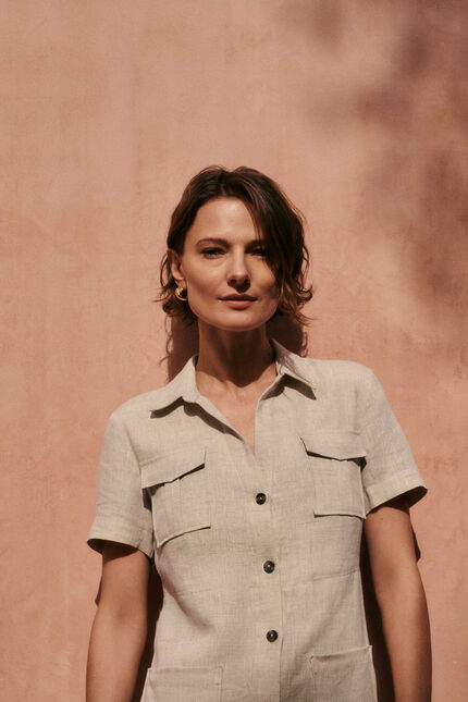 Abito rlaurie 100% lino sabbia donna