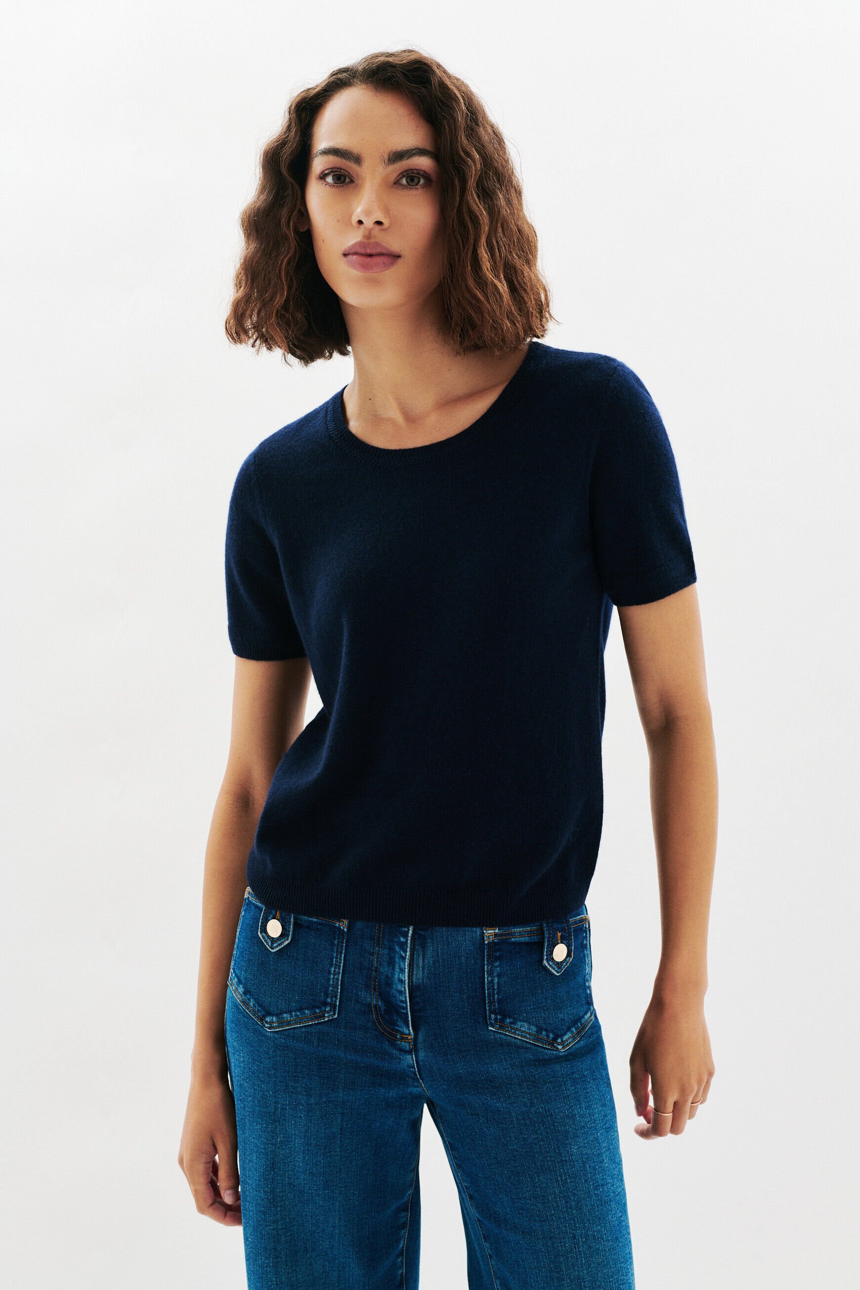 Pull Mcaro 100% cachemire bleu marine femme