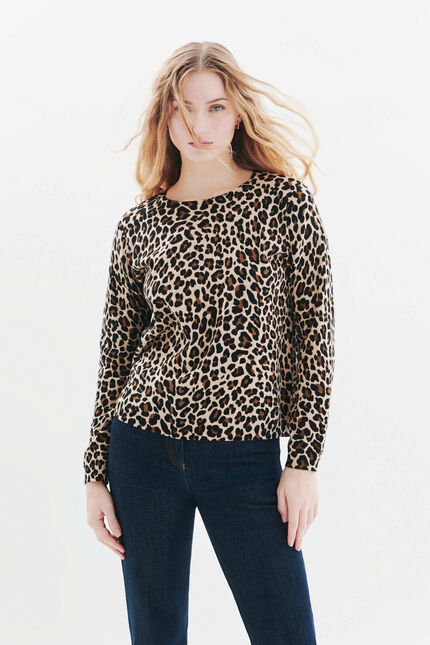 Pull mado marron cognac femme