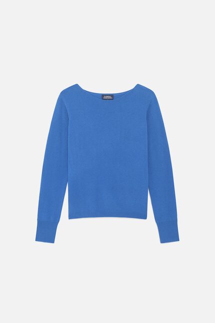 Pull mzoan 100% cachemire bleu roi femme