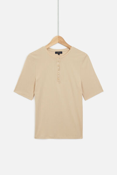 T-shirt boutonné andrea beige femme
