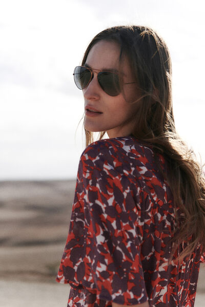 Camicia Tokyo a motivi rosso donna