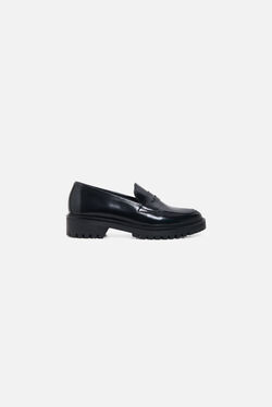Mocasines Aladine de cuero natural negro mujer