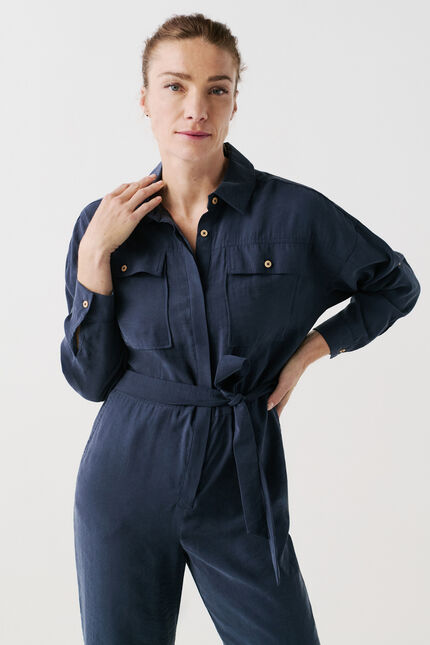 Combinaison carmin bleu marine femme