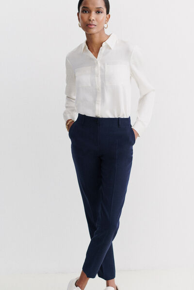 pantalon gautier bleu marine femme