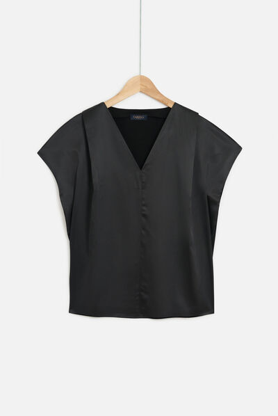 Top Victor satinado negro mujer