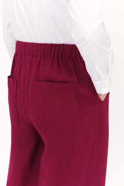 Pantalon pandi 100% lin rose framboise femme