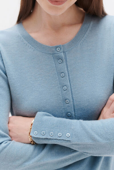Pull maoni bleu ciel femme