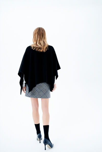 poncho lisa bijoux noir femme