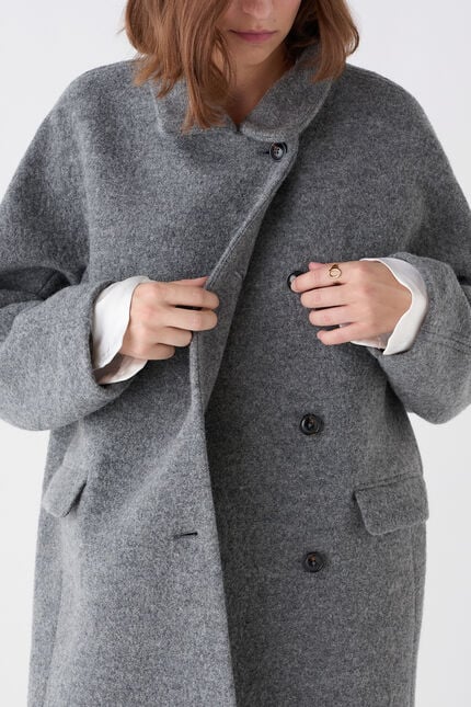 Manteau Gerome 100% laine gris clair femme