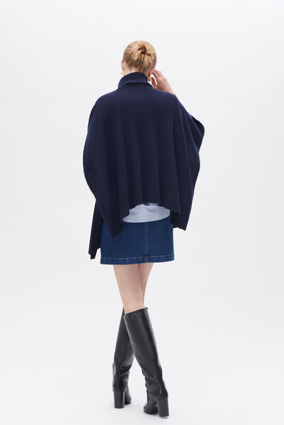 Poncho helise bleu marine femme