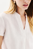 Kat 100% linen top white woman