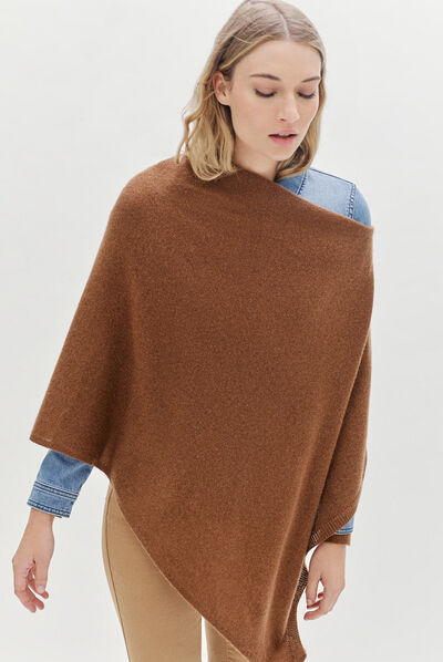 poncho baltia taupe femme