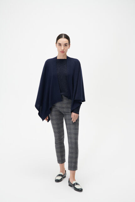 Poncho hera 100% cachemire bleu marine femme