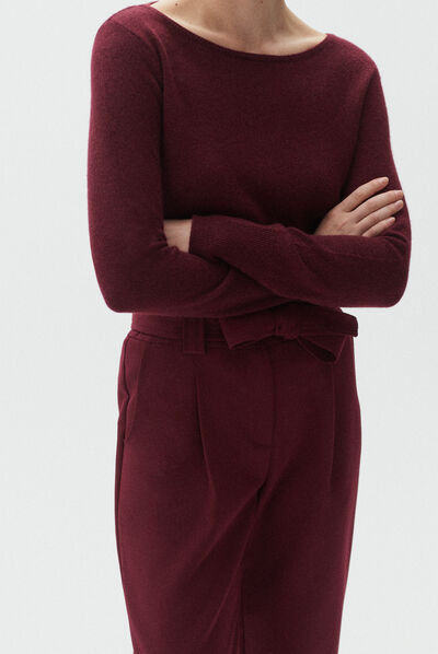 pull zofia lurex 100% cachemire bordeaux femme
