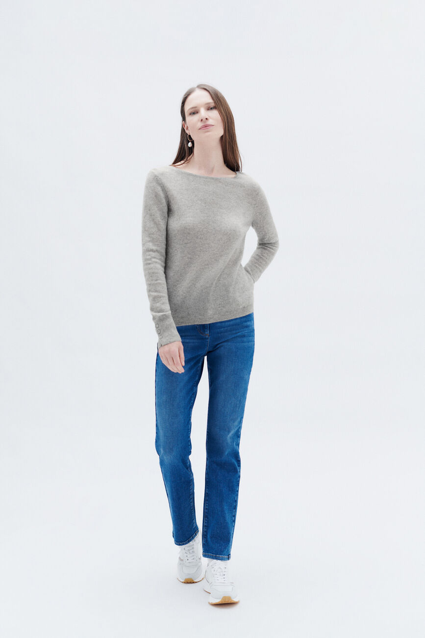 Maglione mzoan 100% cashmere grigio chiaro donna