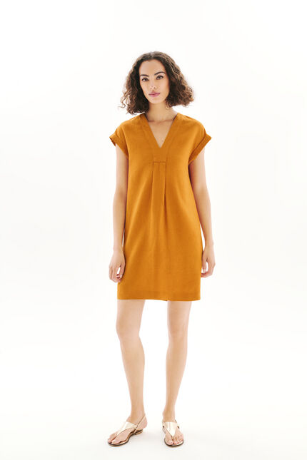 100% linnen jurk Mirabelle lichtbruin vrouw