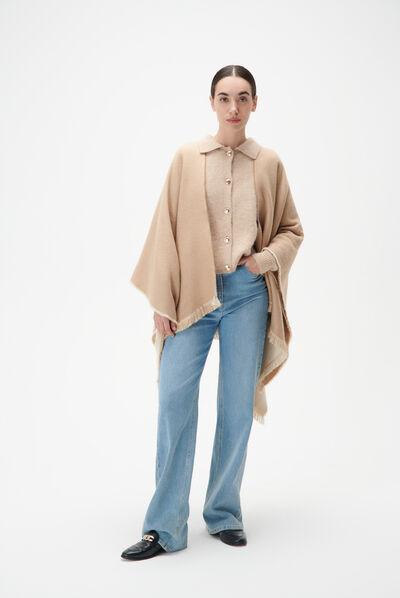 Poncho haby camel femme