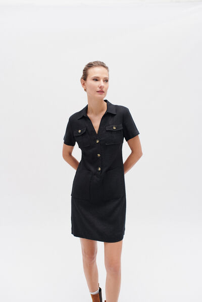 robe laure 100% lin noir femme