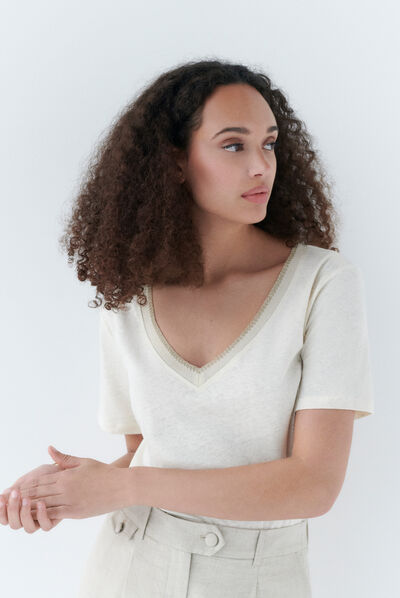 tshirt jin beige femme