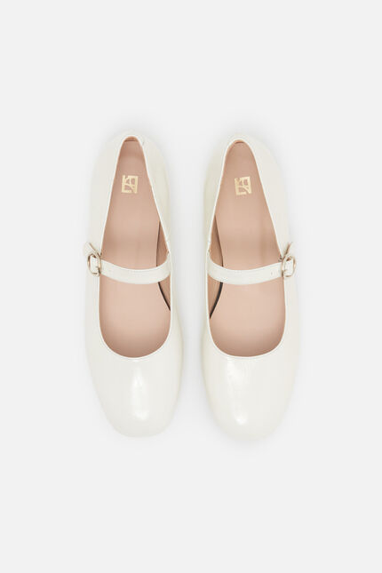 Ballerines Sara en cuir naturel creme femme