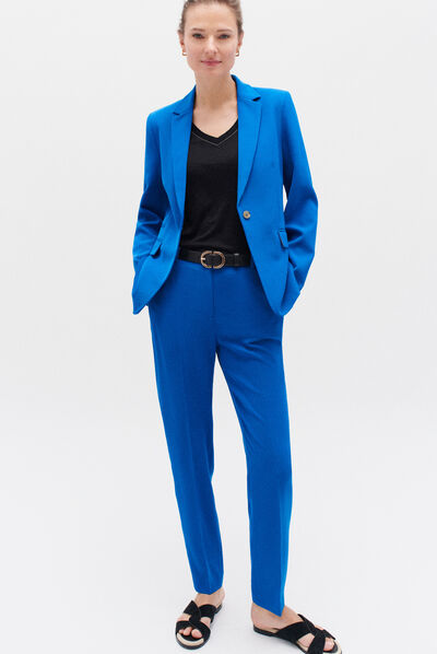 pantalon gautier bleu electrique femme