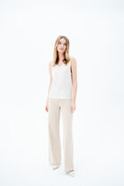 100% linen trym T-shirt ivory woman
