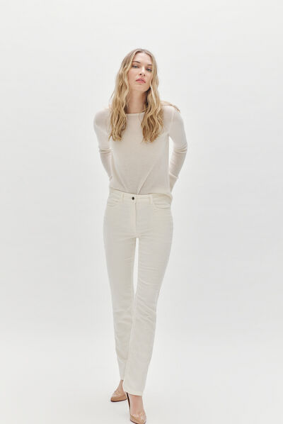 pantalon chicago velours ivoire femme