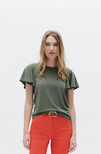 Tshirt sara vert kaki femme