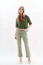 Estela 100% linen shirt khaki green woman